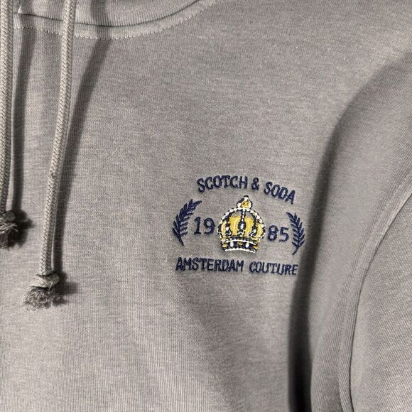 Scotch & Soda Relaxed Fit Graphic Hoodie NWT Men's Small Aspahlt Gray Sweatshirt - Picture 6 of 13
